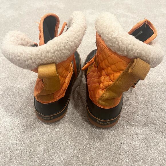 Kamik Thinsulate Insulated Snow Boot Bright Orange Quilted Rubber Soles Womens 8 - Picture 4 of 7